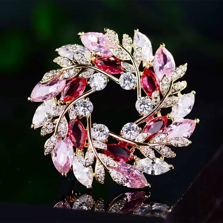 合金合成锆石胸针 【11112】粉色经典秋季新款时尚胸针