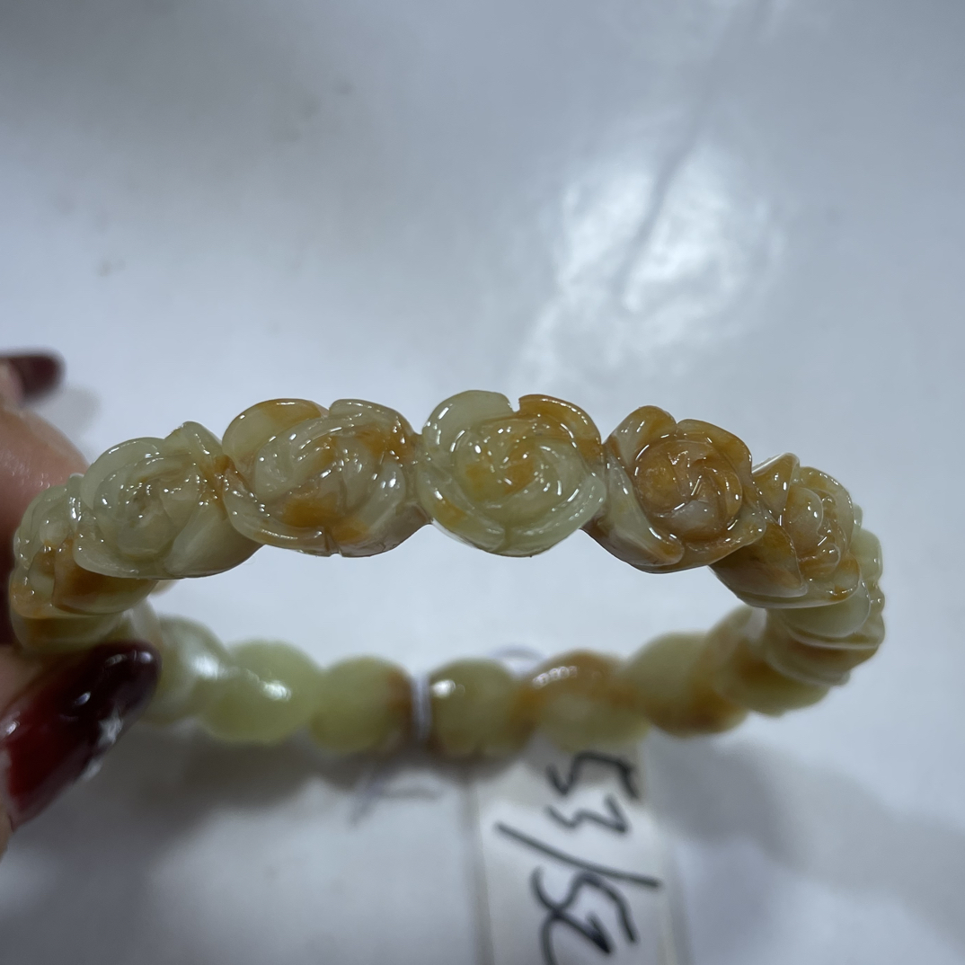 岫玉花玉手镯52.53口径26号