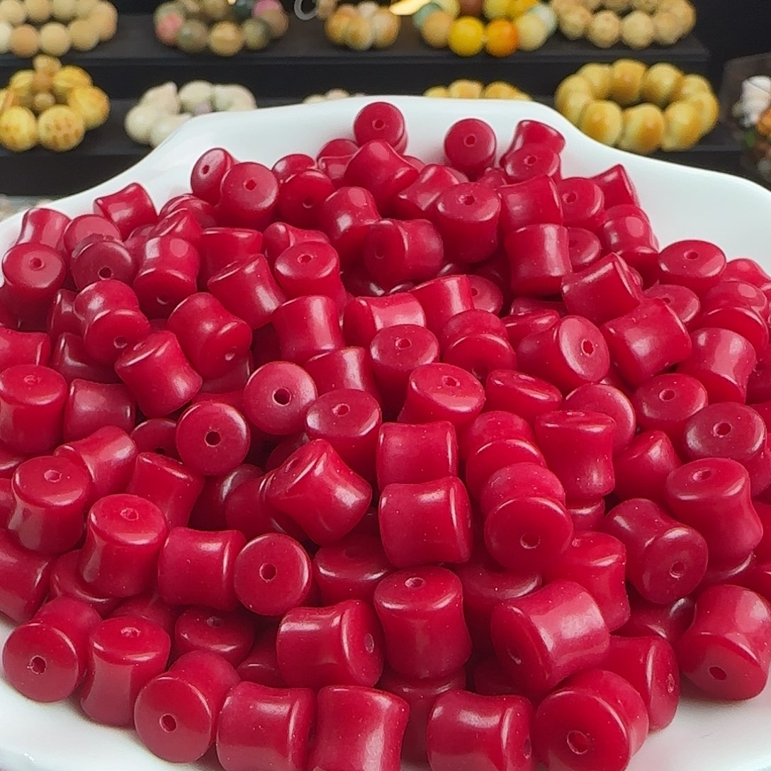 手串菩提根/象牙果卡9红色竹节500颗批发