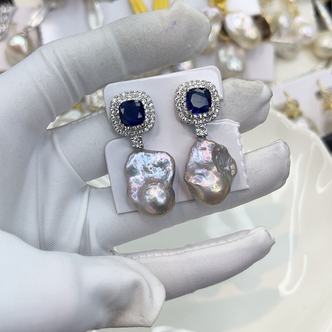 淡水珍珠耳饰合金