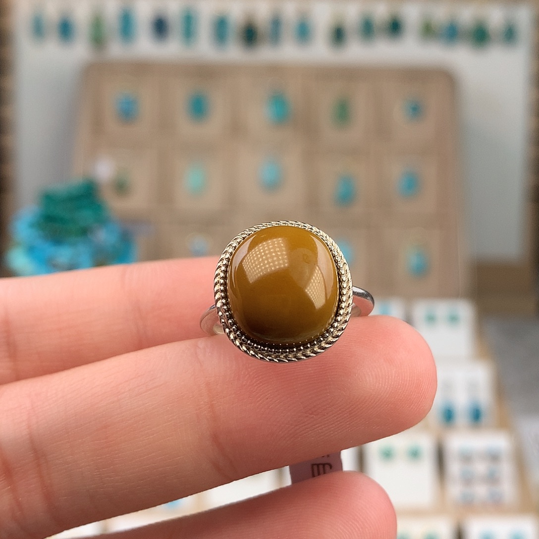 绿松石银S925镶嵌戒指