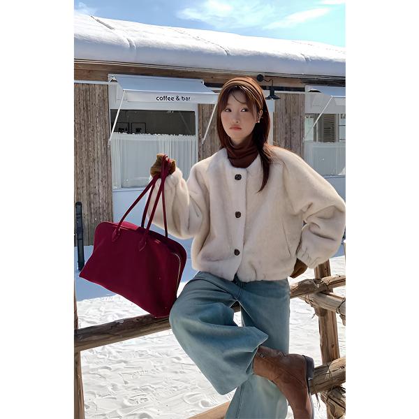 2024冬季新款水貂毛外套女短款宽松显瘦百搭高级感加厚毛绒上衣潮