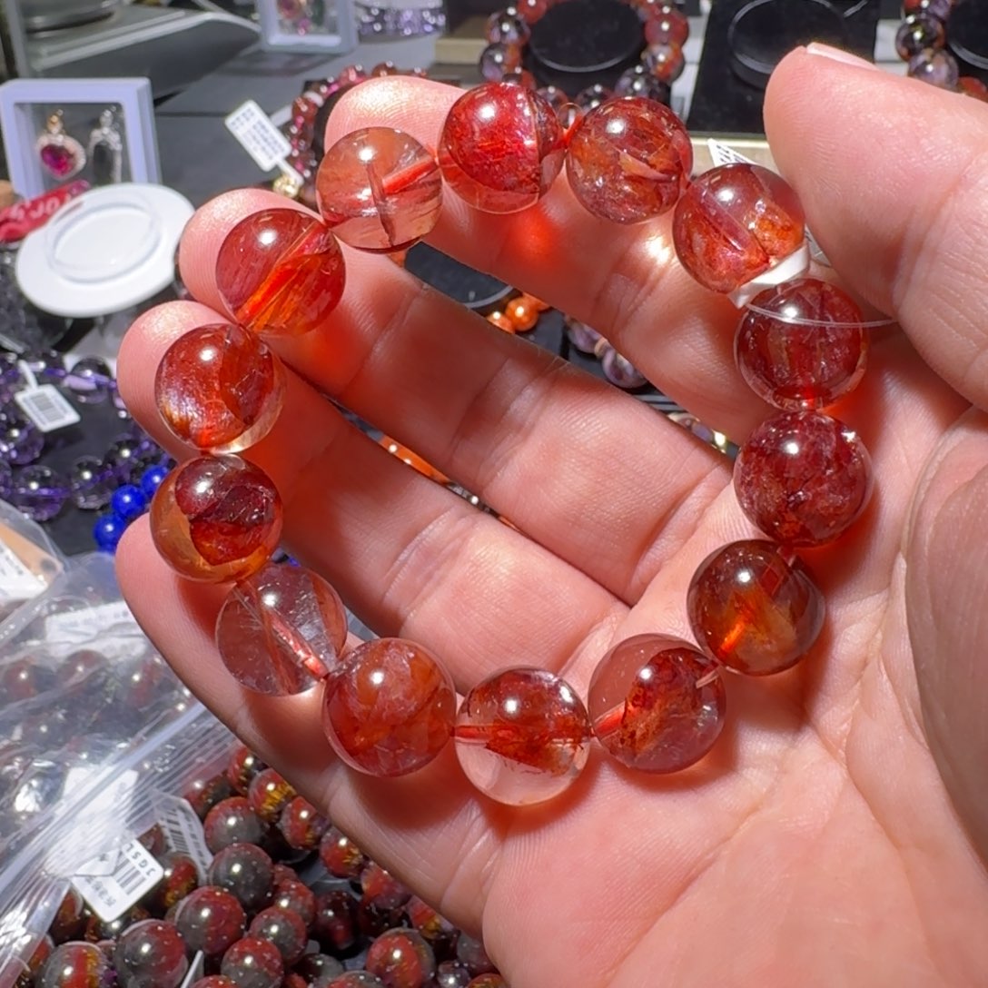 水晶手链未镶嵌醉**风红胶花14