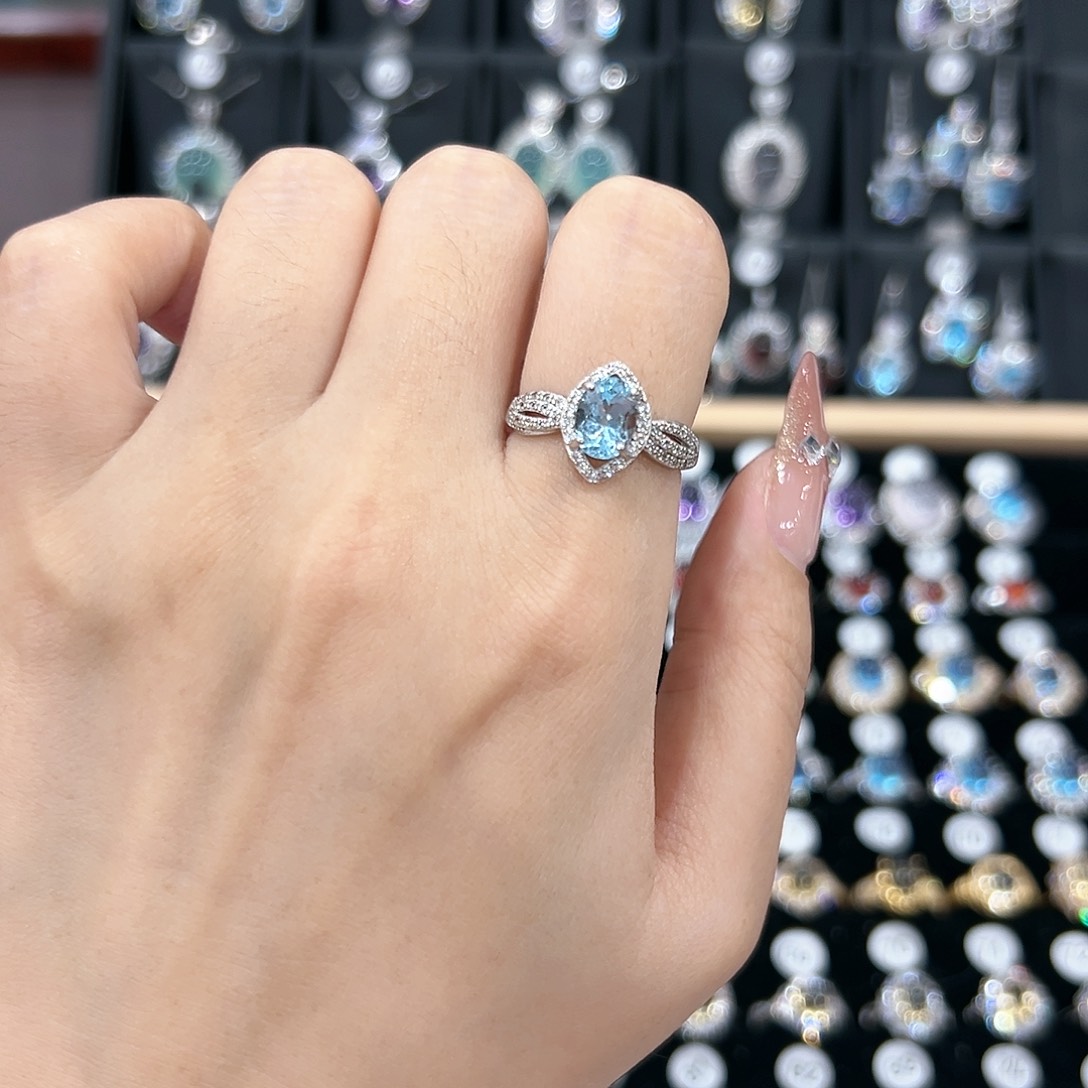 黄晶戒指银S925镶嵌戒指