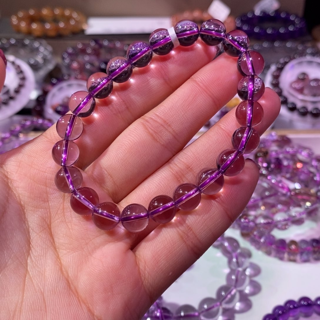 水晶手串未镶嵌紫水晶8.8+