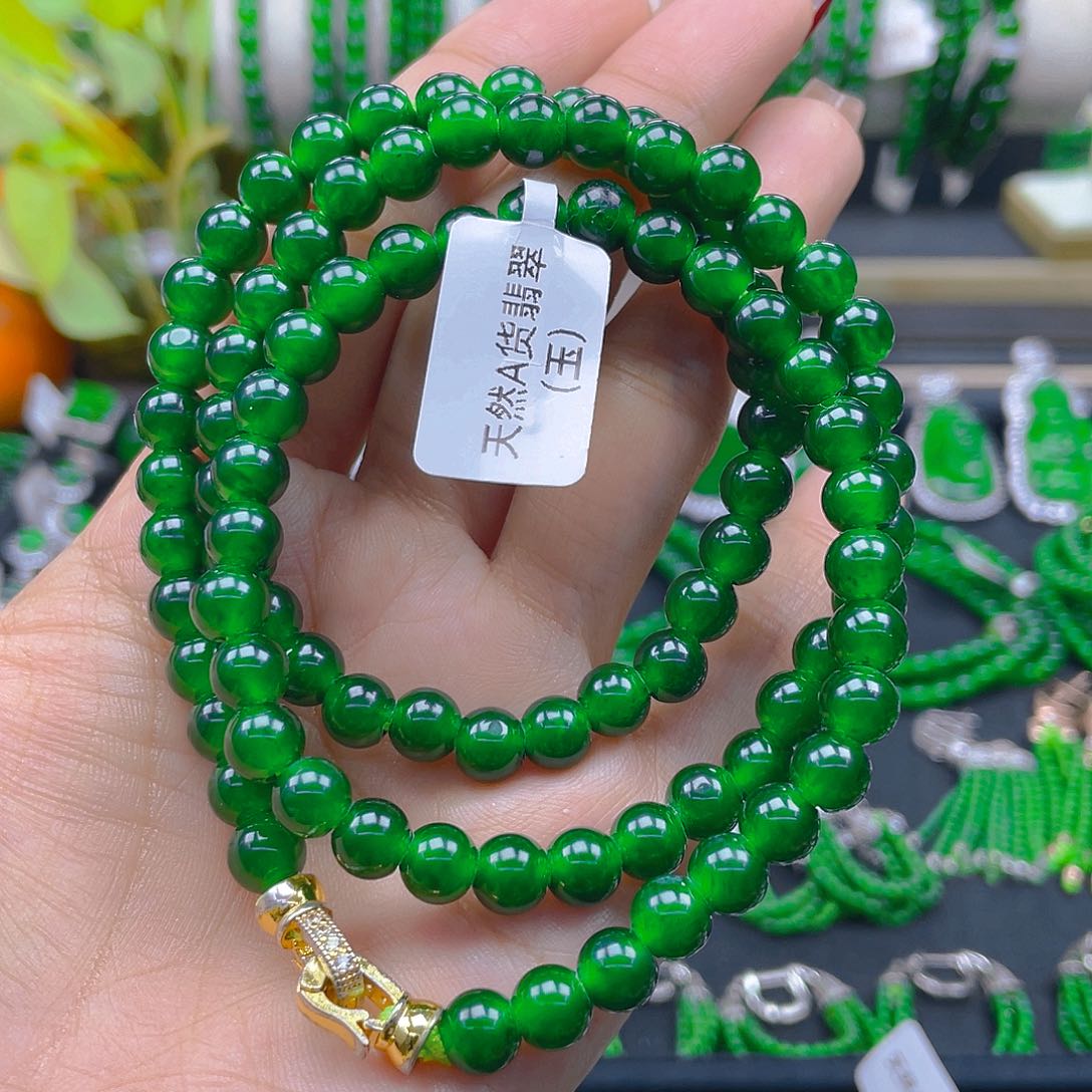 翡翠颈饰未镶嵌圆珠项链7