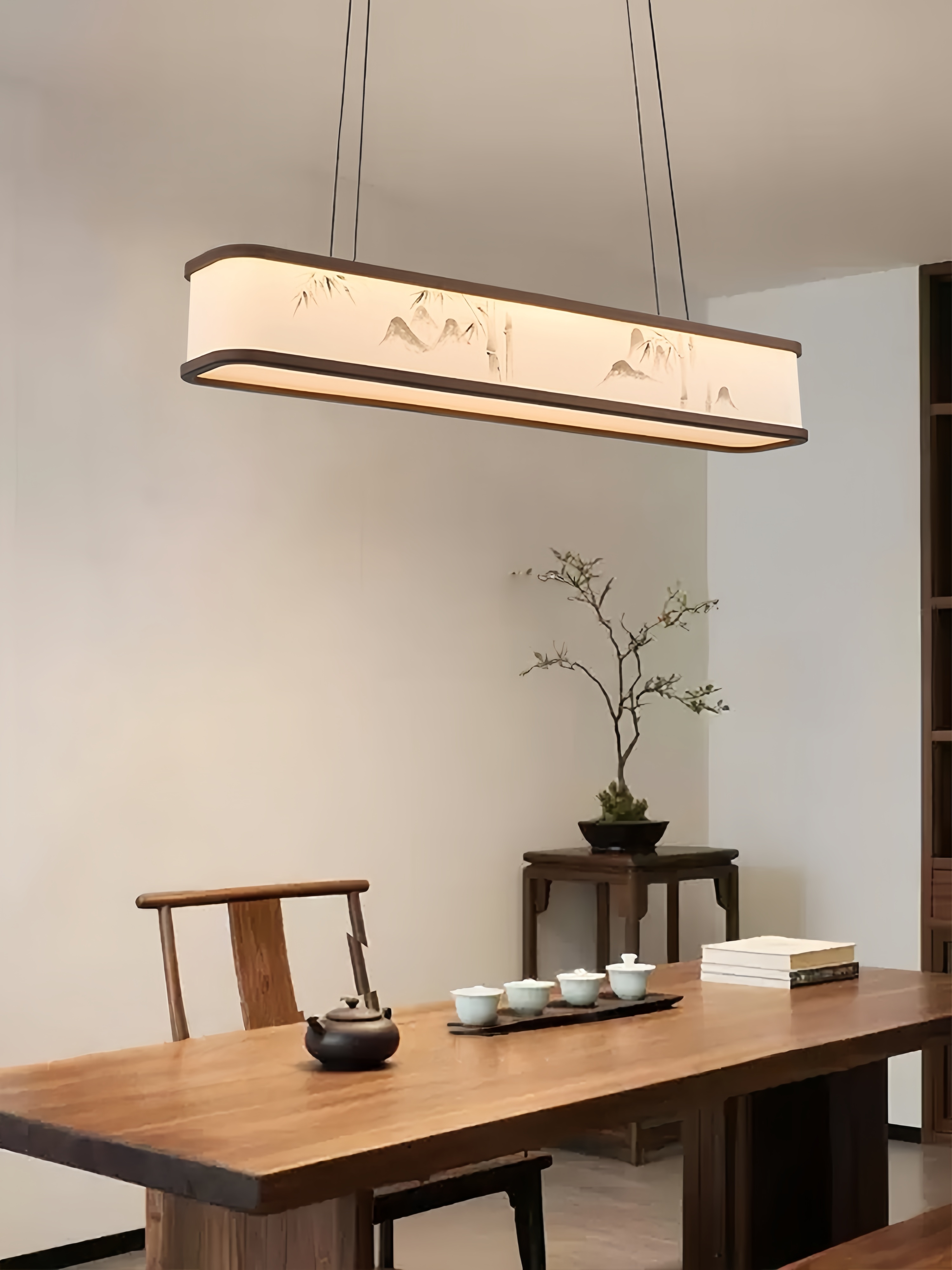 宋式美学餐厅茶室吊灯新中式国风艺术书房茶桌复古禅意布艺灯具