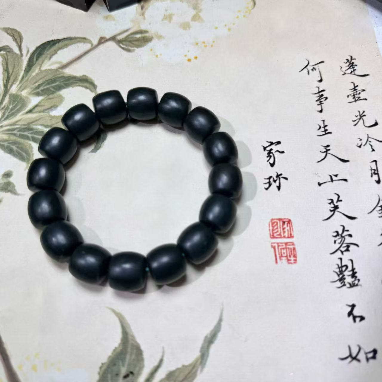 天然和田玉老料塔青手串1.31清货2