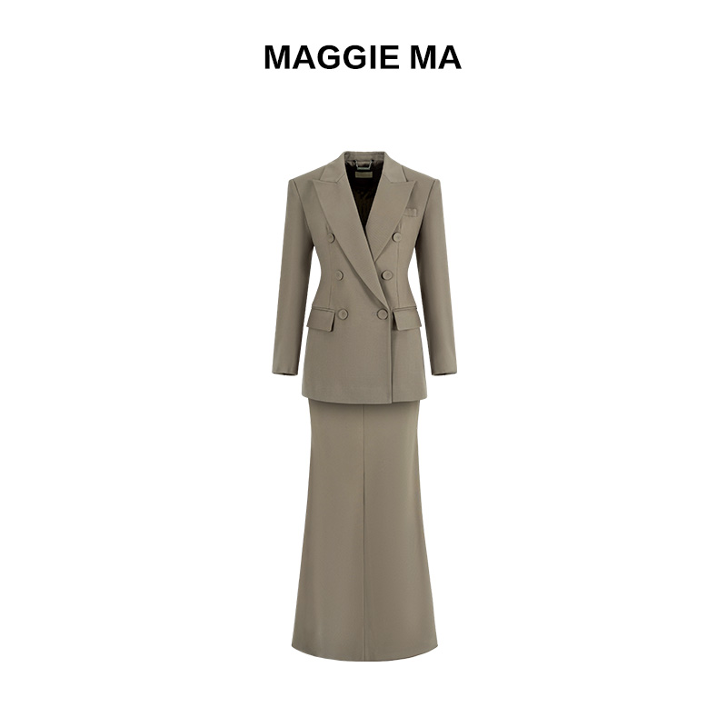 MAGGIE MA马婧设计师款气质优雅大方双排扣西装套装裙056C/057B