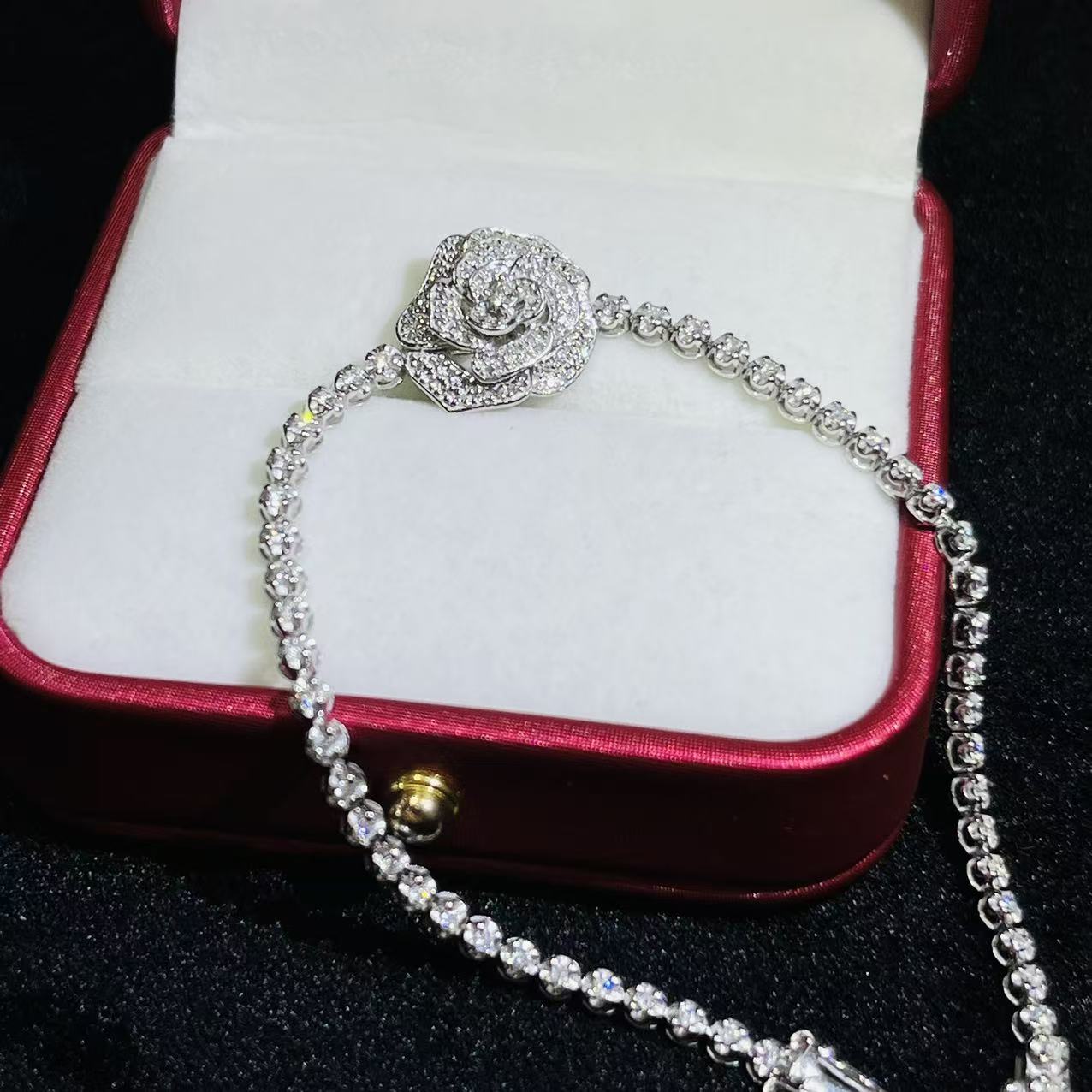 杨教授珠宝 钻石手链  满钻豪镶 伯爵花手链  满钻手链  YH