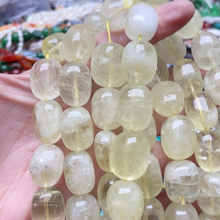 玛瑙/玉髓珠宝半成品合金一条16x21mm柠檬晶