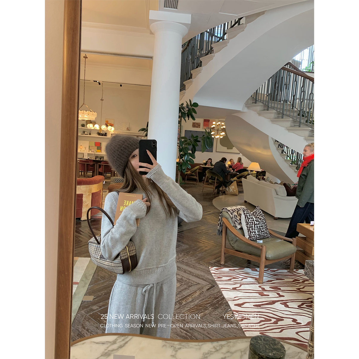 YESWOMEN慵懒套组·混纺纯色圆领毛衣+抽绳弯刀卫XY70510F1298B婷