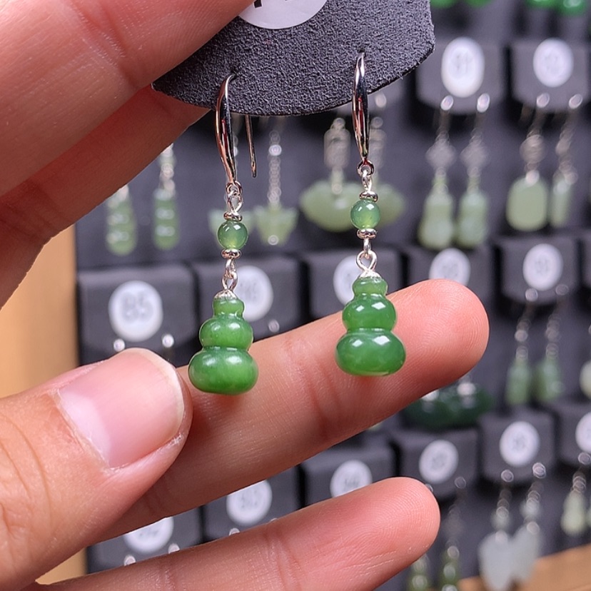 【闪购商品】和田玉耳饰银S925镶嵌