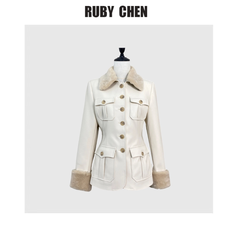 【大希希专属】“帕丁顿千金”2025秋冬老钱风高级感毛毛领单排扣皮衣