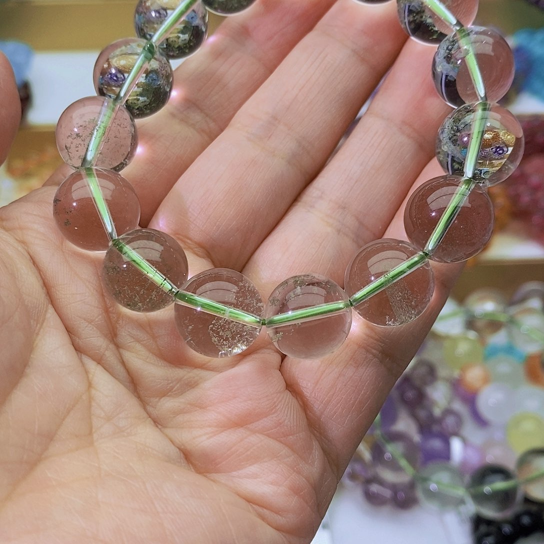 水晶手链未镶嵌纯天然绿幽灵手链14
