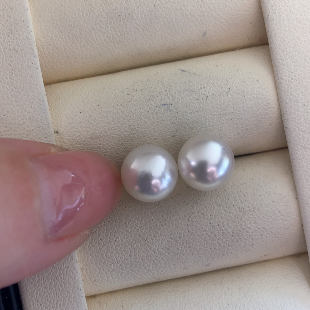 海水珍珠耳饰银S925镶嵌