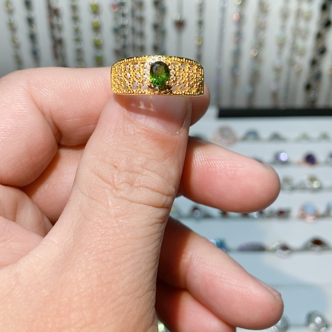 绿水晶戒指银S925镶嵌