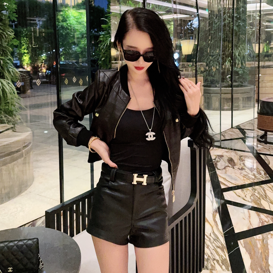 【茹哥】美式复古酷酷大女孩短款时尚炸街PU皮衣夹克外套