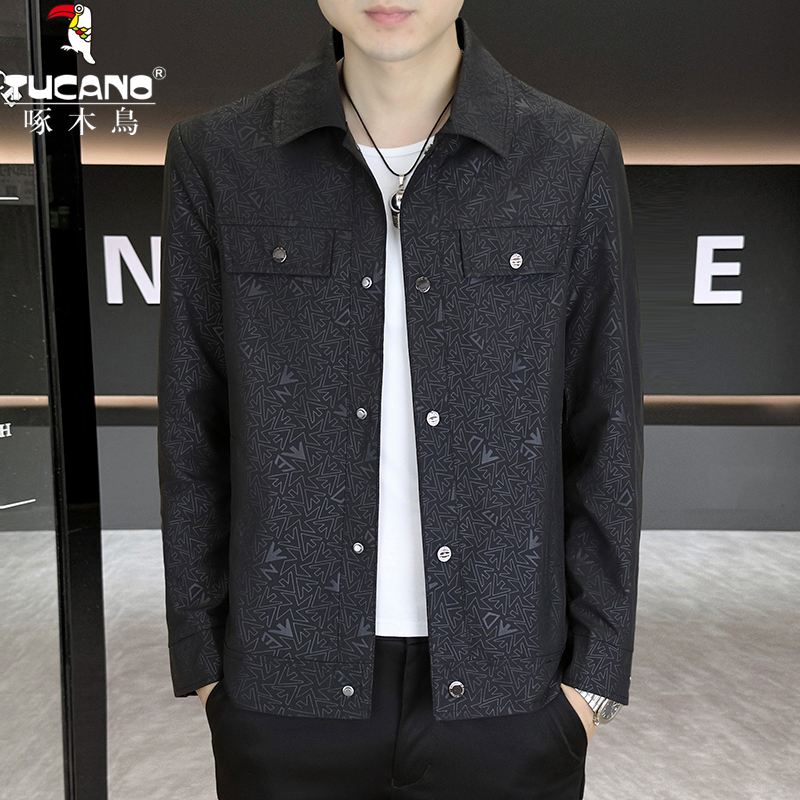 TUCANO/啄木鳥春秋时尚高级感提花帅翻领工装翻领夹克休闲帅外套