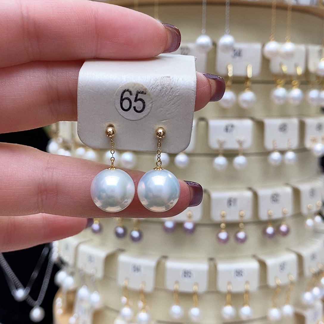 淡水珍珠耳饰18K金镶嵌