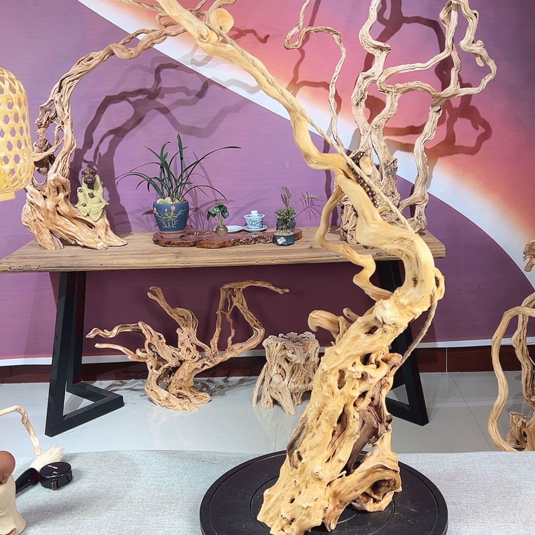 汤***姆木天然根艺摆件灯架