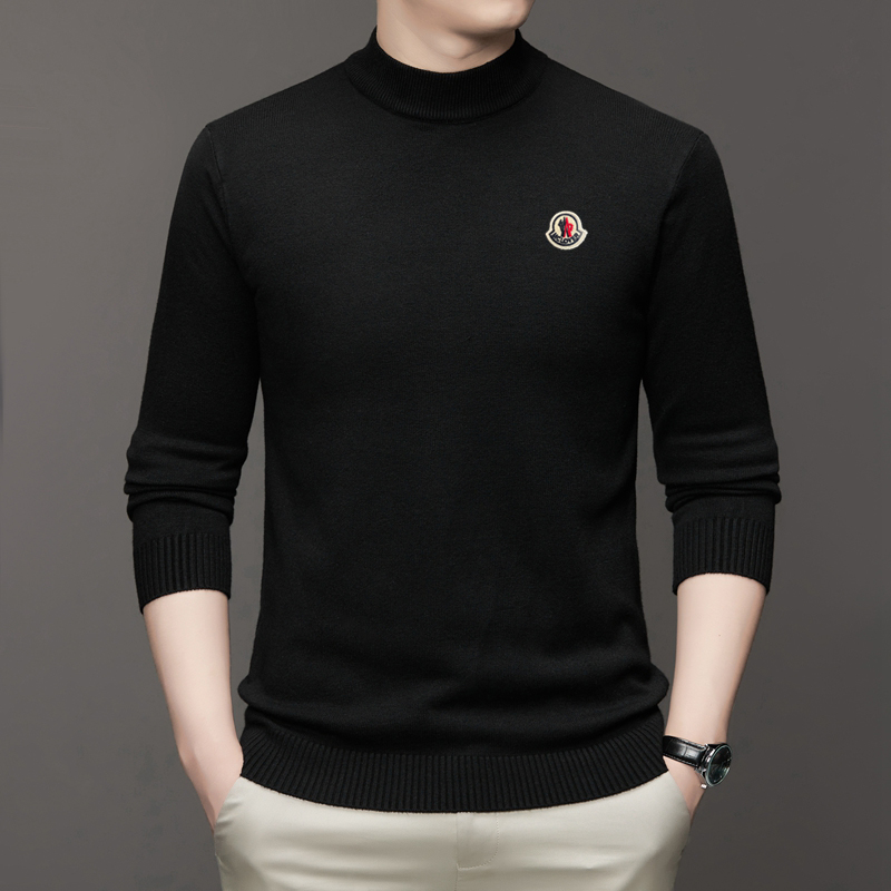 长袖【官方奥特莱斯】品牌折扣蒙家徽标半高领秋冬长袖毛衣打底衫