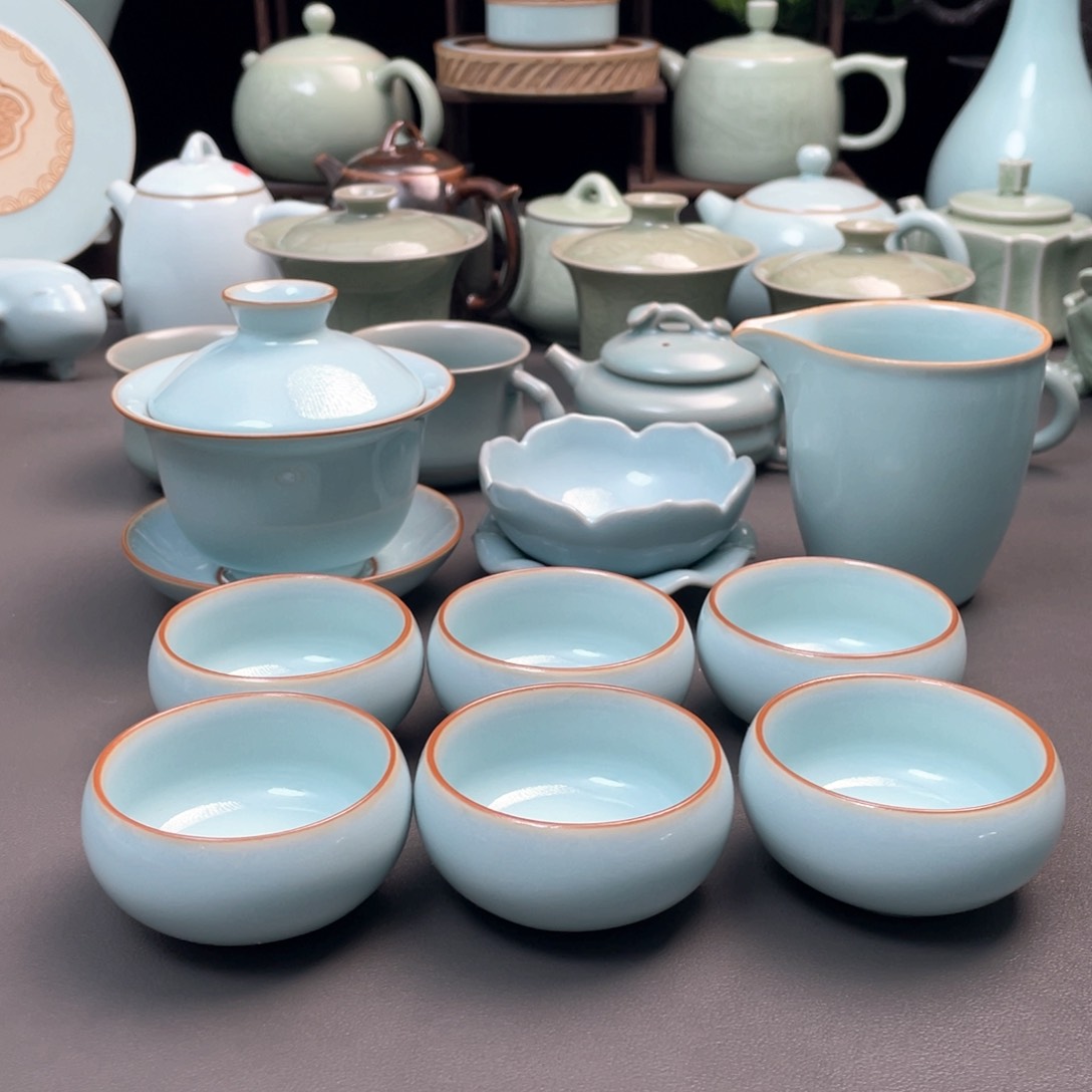 杯天青圆满套装茶具十件套