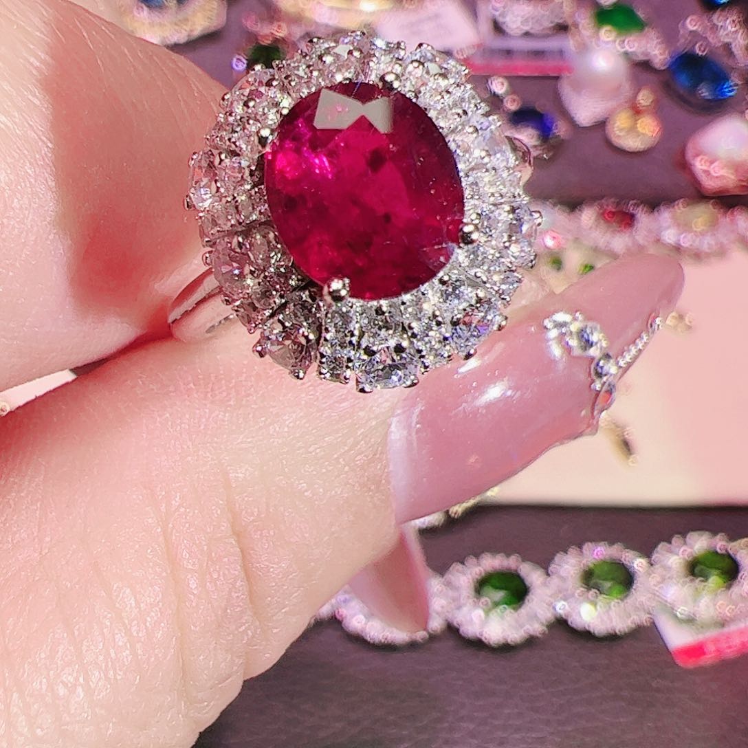 碧玺碧玺戒指银S925镶嵌