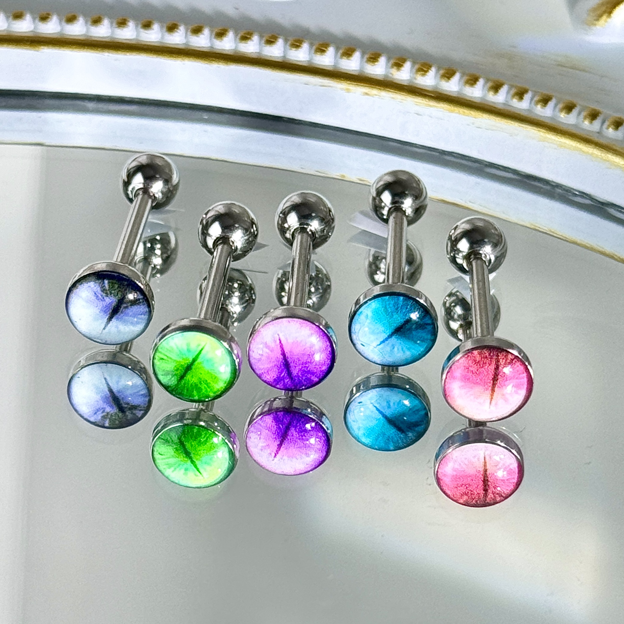 钛钢耳饰 渐变魔瞳舌钉 甜酷钛钢朋克风穿刺穿孔个性小众饰品轻奢