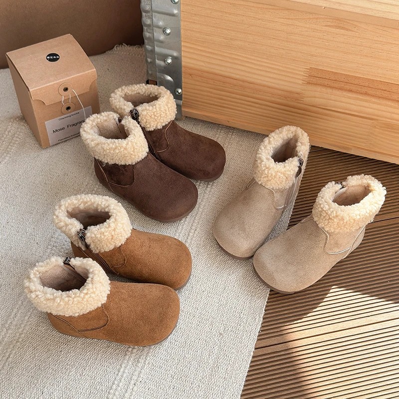 儿童勃肯鞋加绒短靴子冬季二棉保暖棉鞋韩版女童软底马丁靴棉靴09