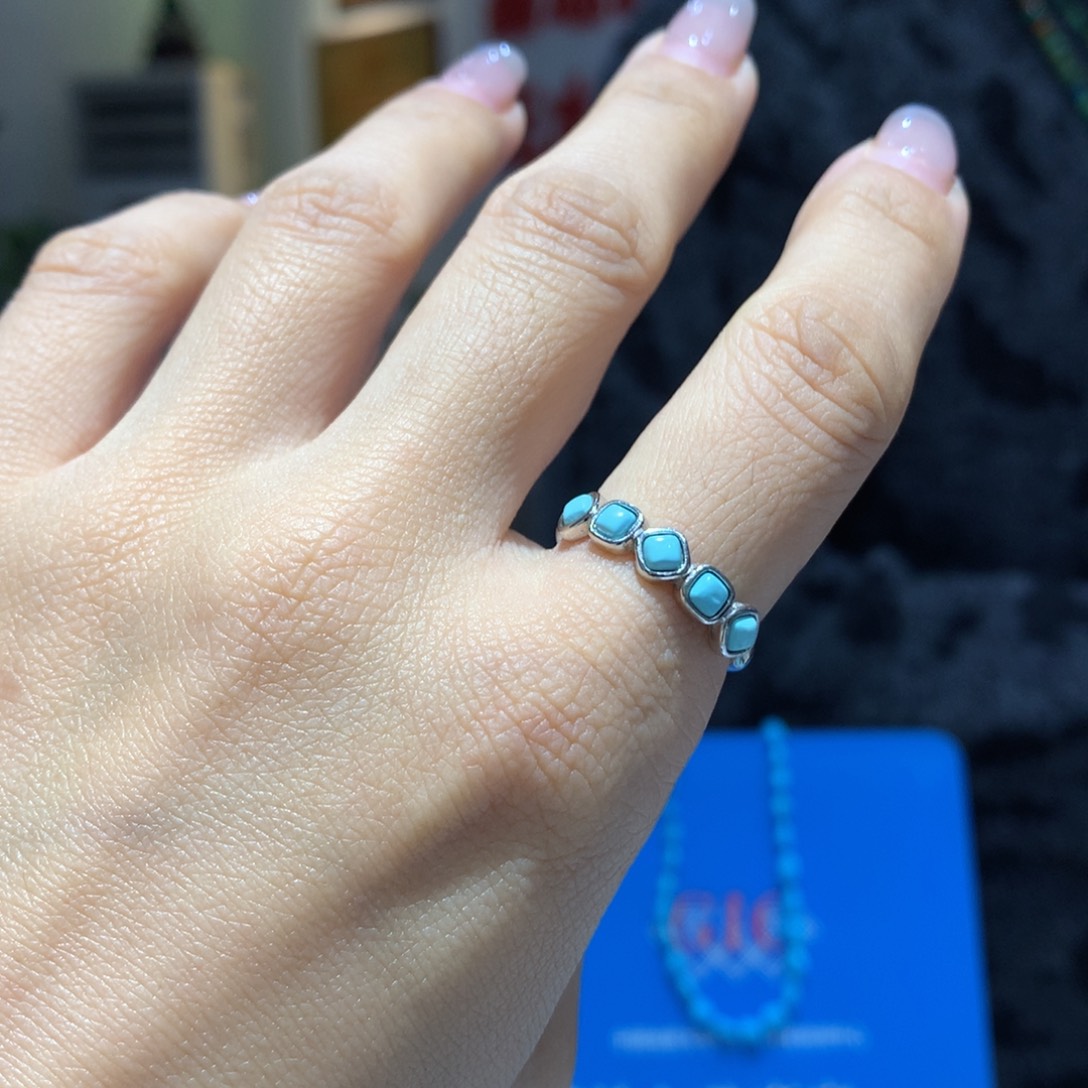 银S925镶嵌绿松石戒指