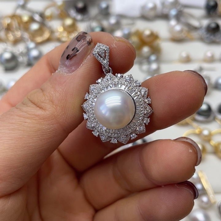 海水珍珠吊坠(不含链)银S925镶嵌