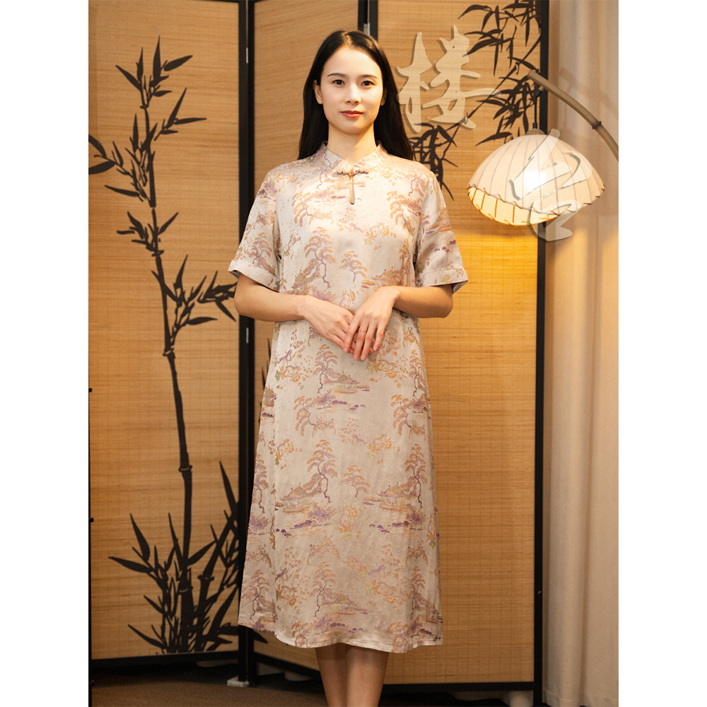 【楼台】新中式水滴领女装连衣裙