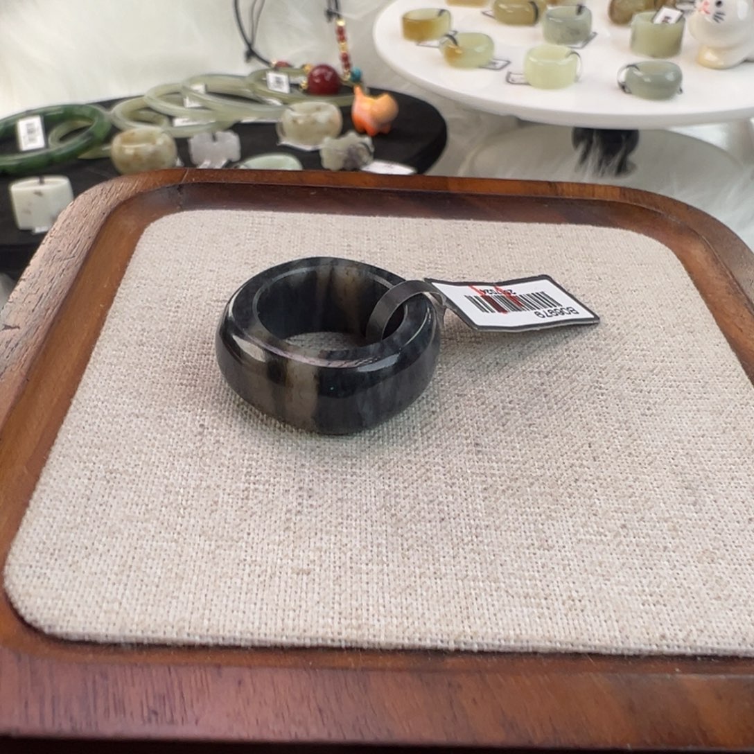 和田玉未镶嵌戒指w149青花方圆17.7不退换