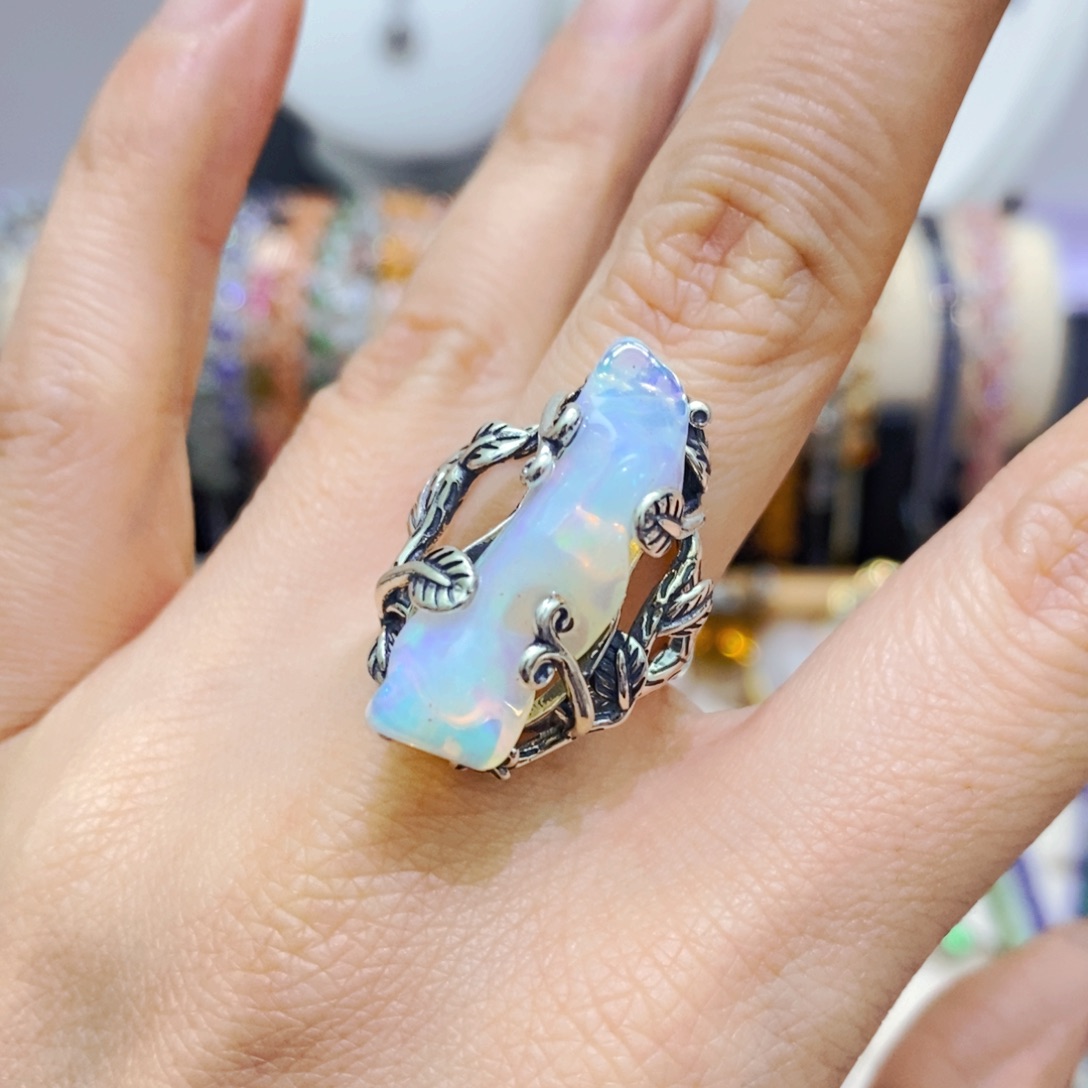 欧泊戒指银S925镶嵌戒指