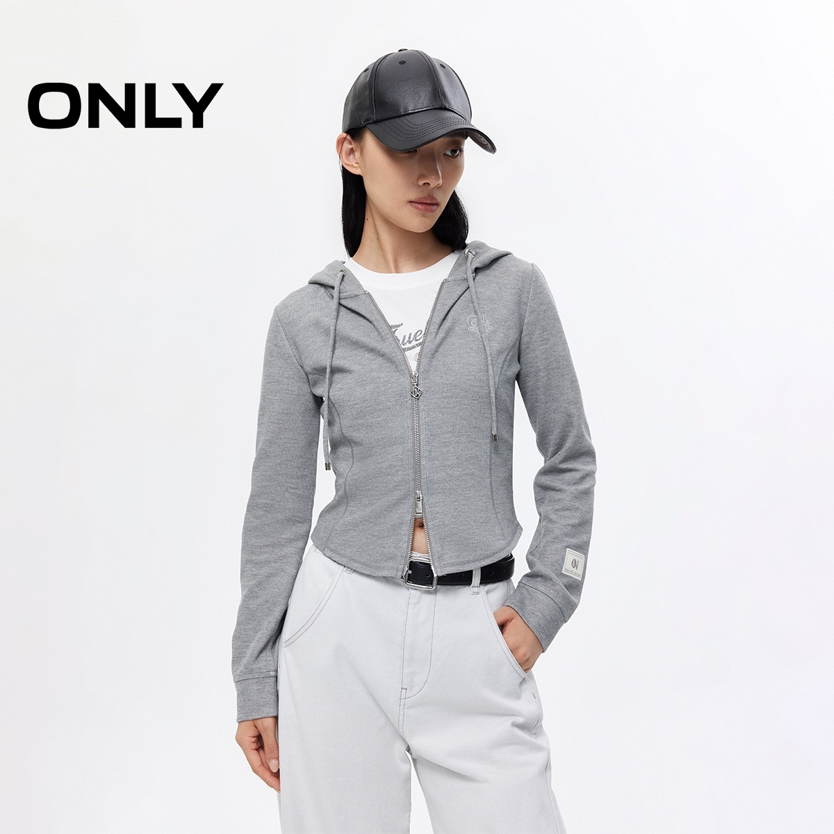 ONLY秋季运动休闲连帽双向拉链长袖开衫卫衣女|12539R009