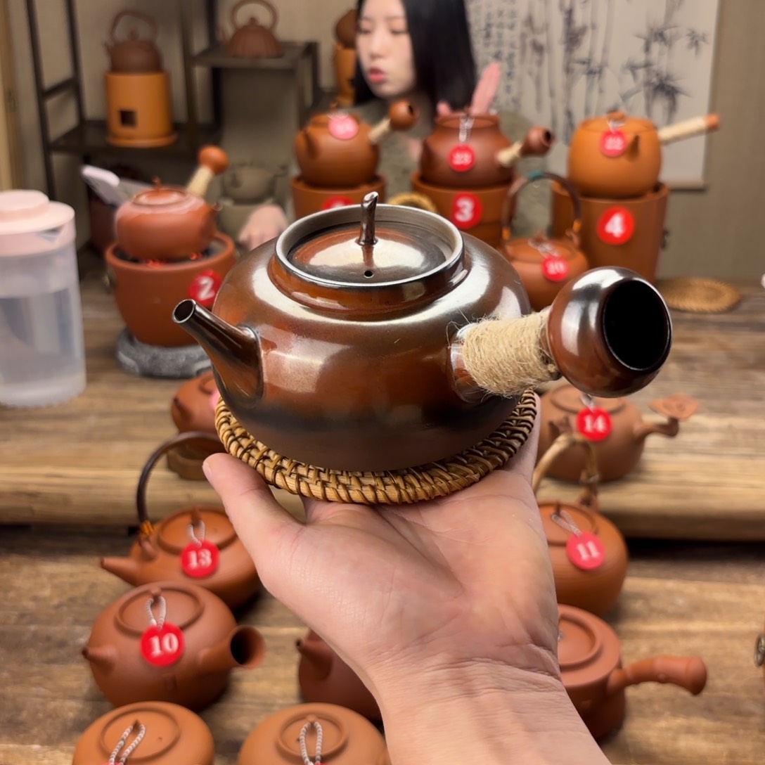 煮水煮茶甘甜 潮州砂铫壶 搭藤垫
