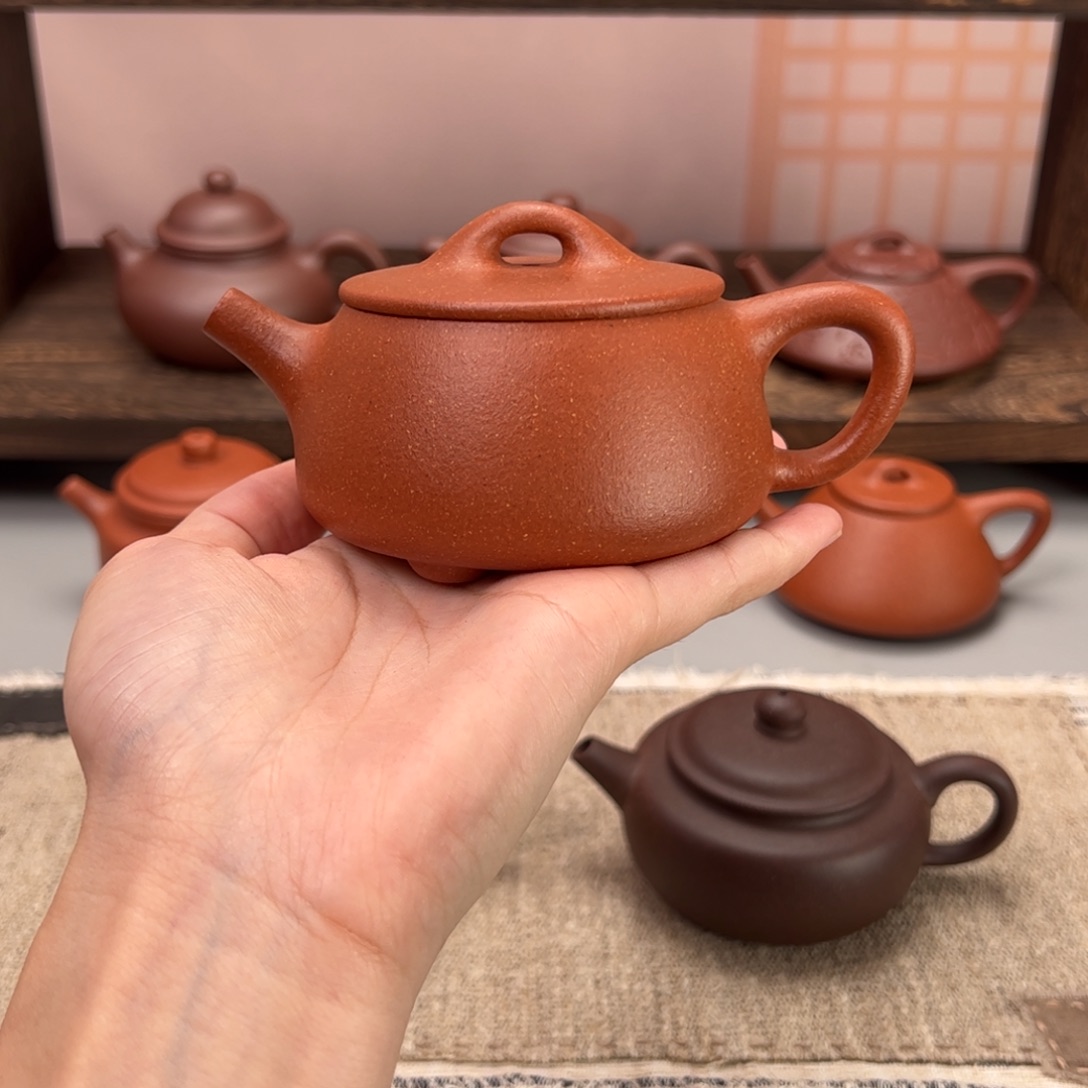 茶壶紫砂红降坡宽口石瓢180cc节日价