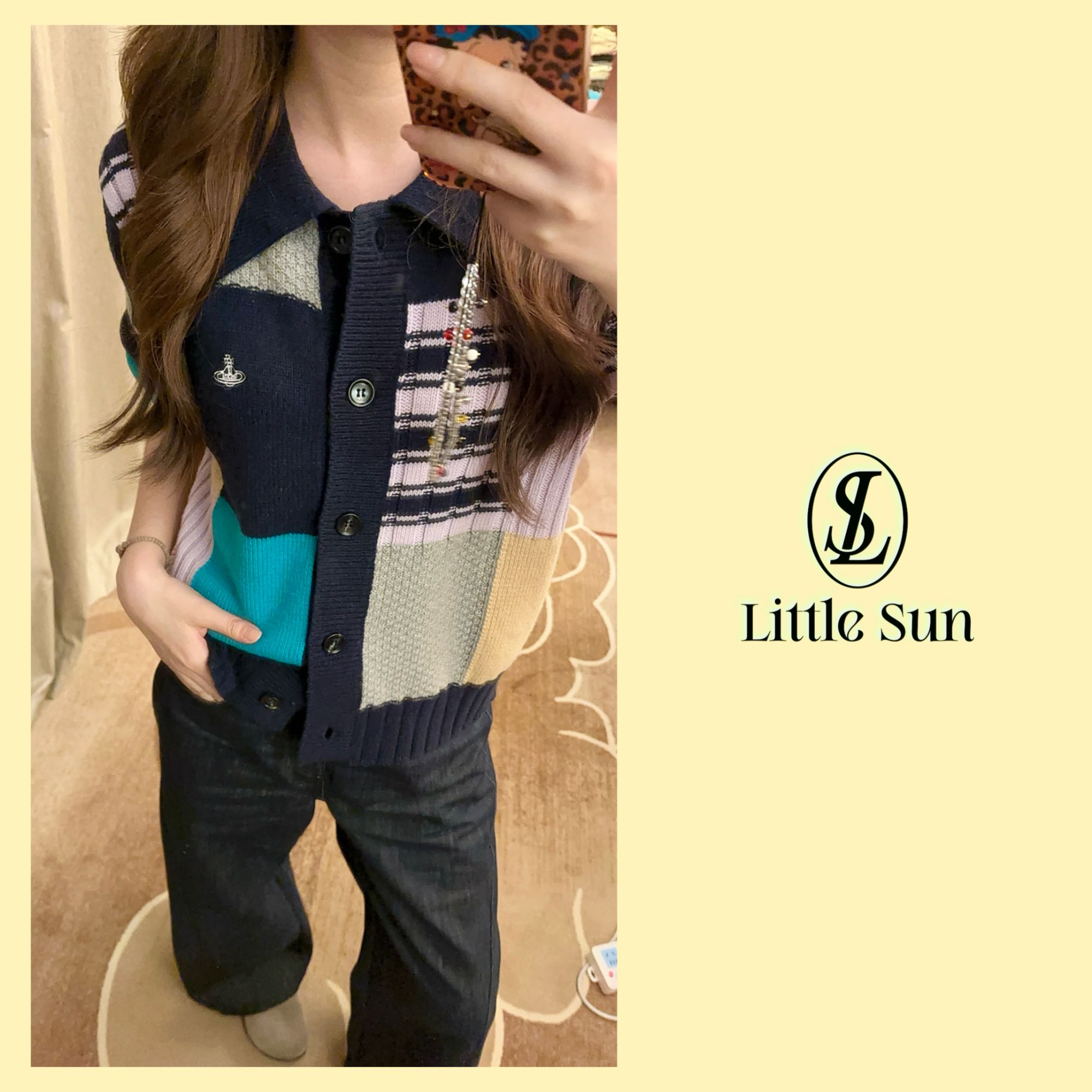 Little Sun「达芬奇密码」韩系秋季翻领长袖针织开衫 XTY-JH042