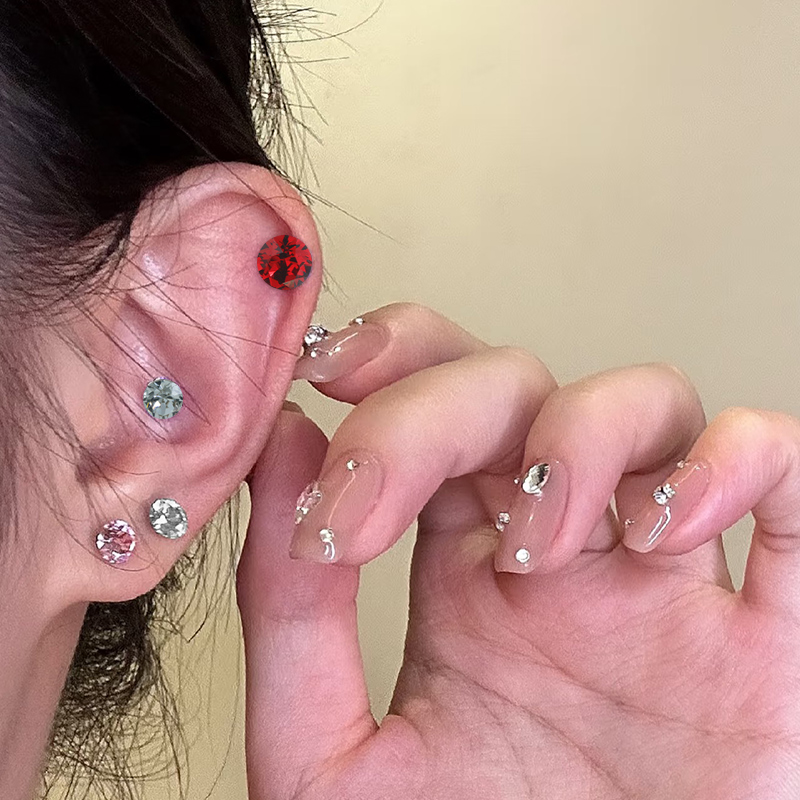 钛钢耳饰 华子耳钉1088尖底圆系列 ss29<6.2mm>多颜色精工高品质