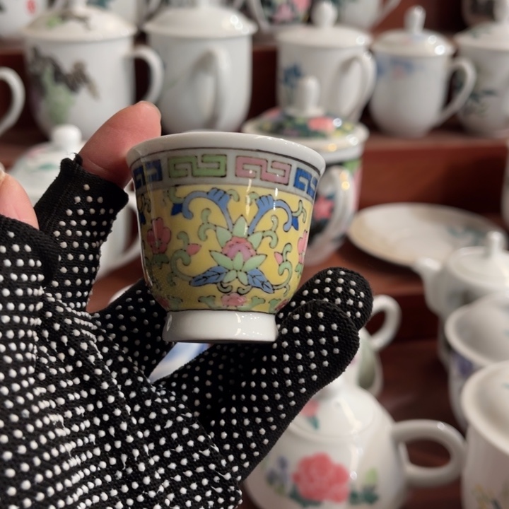 陶瓷幺*伍醴陵手绘釉下五彩酒杯