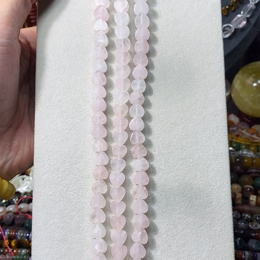 石英质玉未镶嵌，厚切天然粉水晶5×10mm，一条，