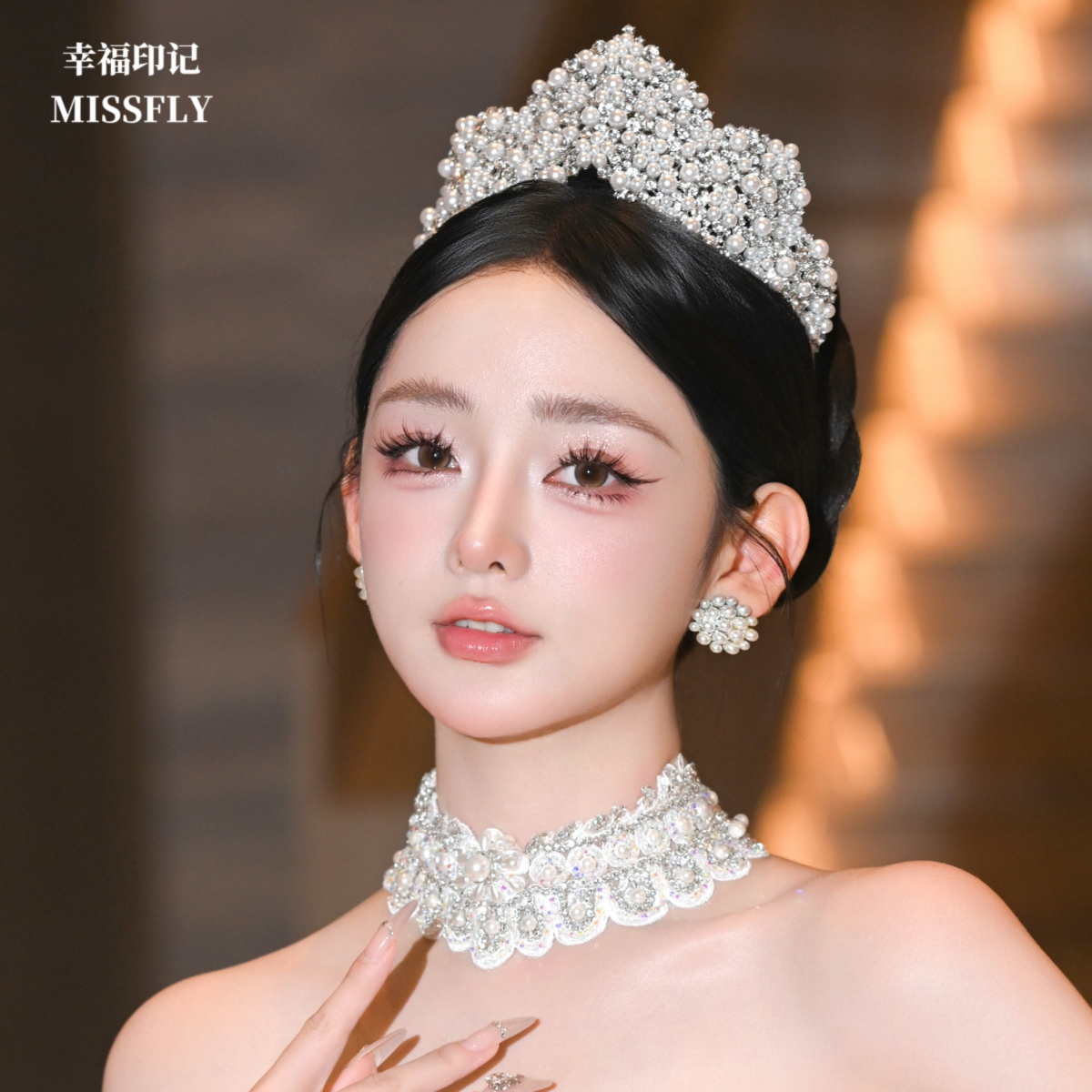 公主皇冠头饰重工人工珍珠水钻皇冠王冠发饰新娘婚纱白纱配饰品