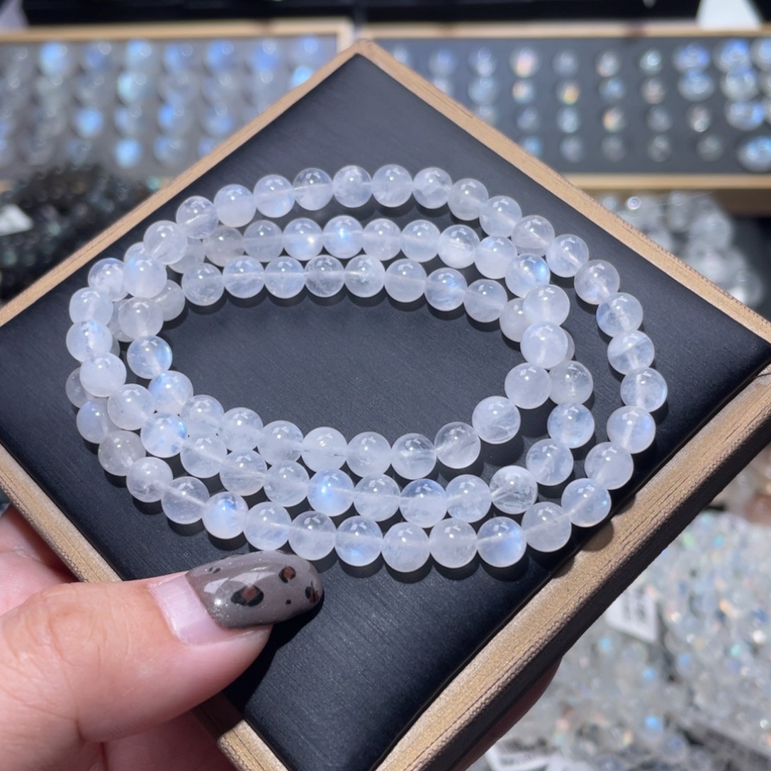 手链长石未镶嵌奶油体蓝月光手链多圈6m+捡漏价