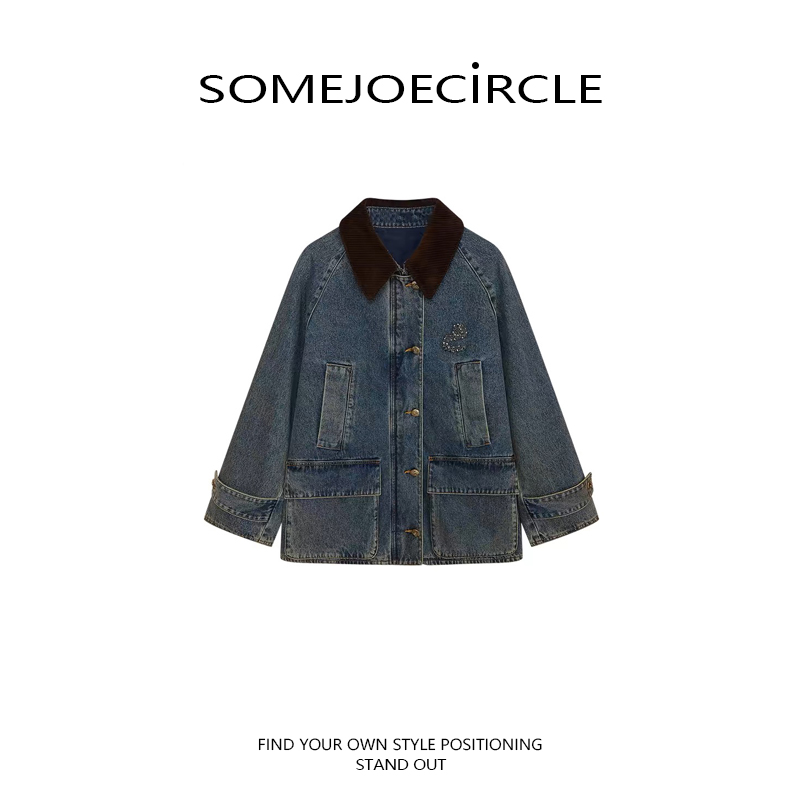 SOMEJOECIRCLE虞书欣同款25新款灯芯绒水洗棉服女Z1452