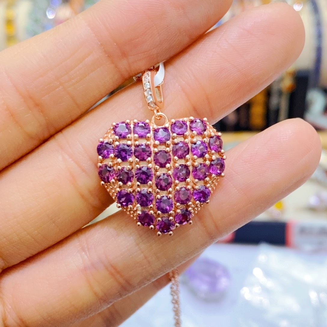 石榴石吊坠(赠链)银S925镶嵌