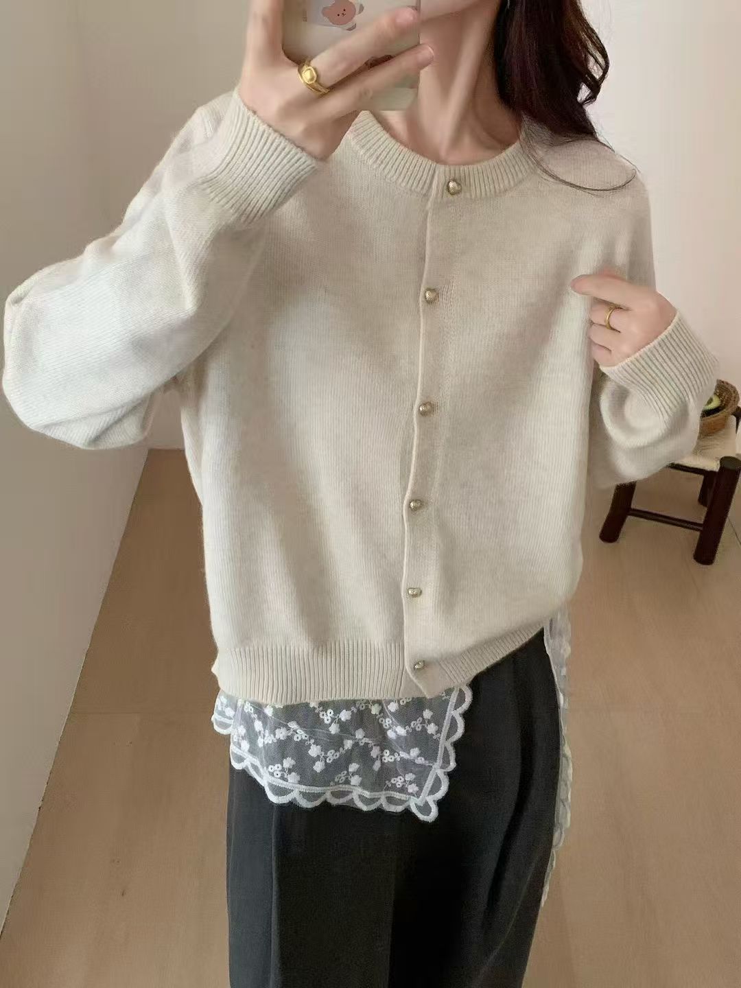 秋冬不褪色短款长袖毛衣针织毛针织衫上衣提花宽松