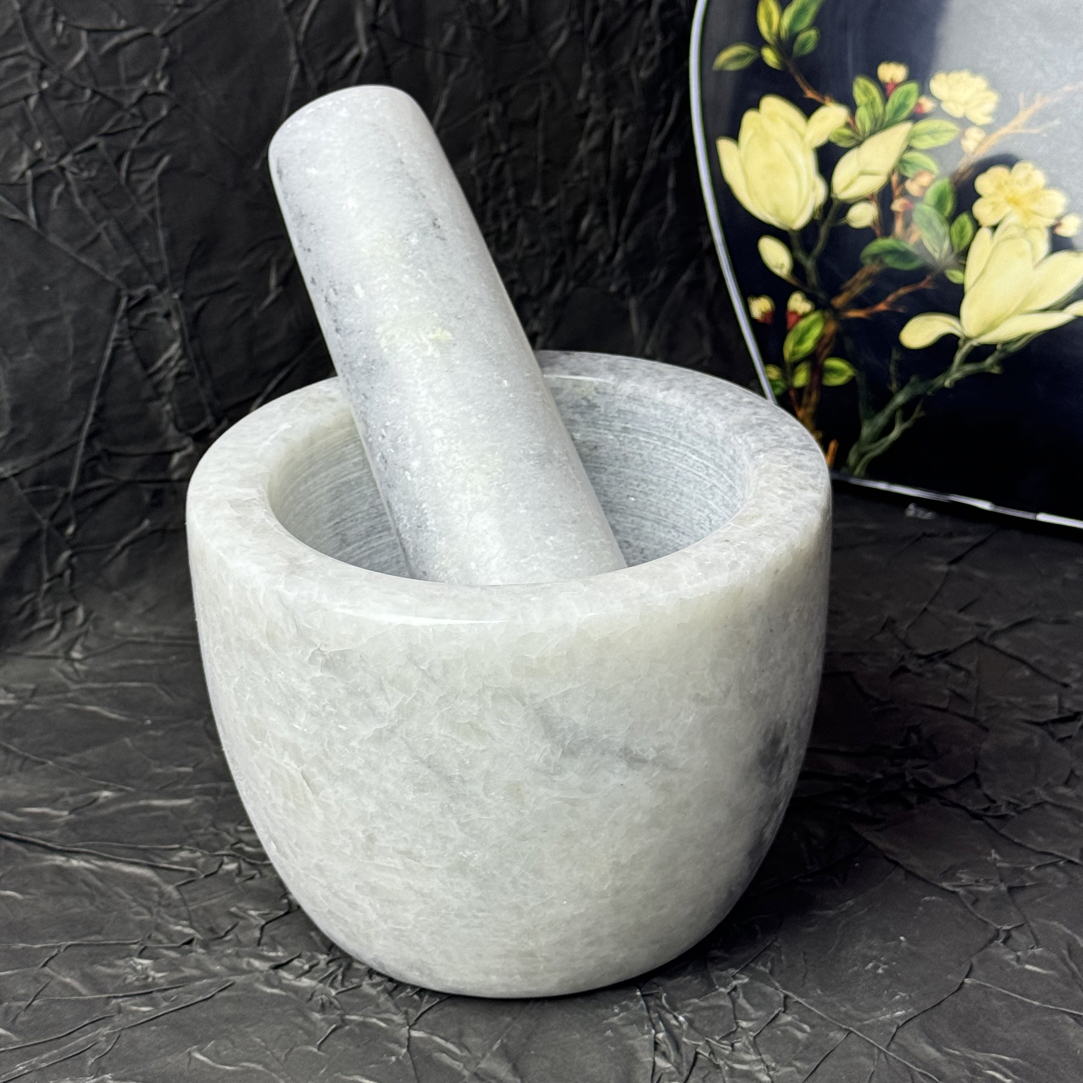 天然大理石家用简洁老式捣蒜器压蒜器蒜臼子捣碎器