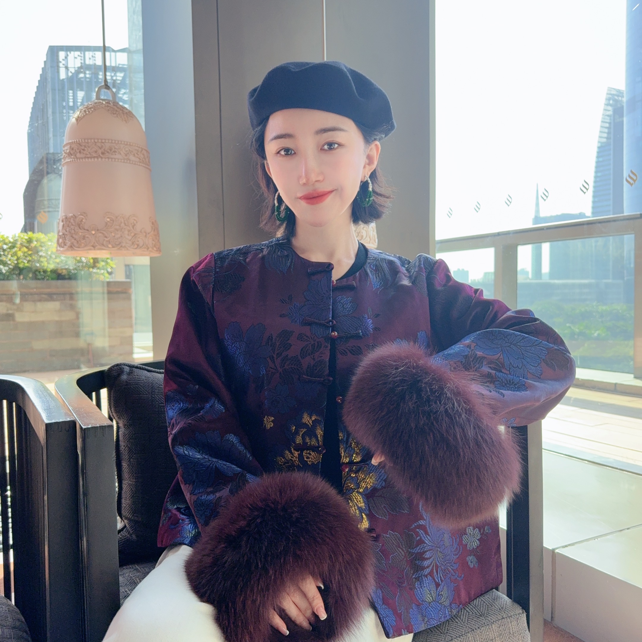 Betty Bairn【臻藏/老缎】新中式禅意收藏级老缎拼水貂棉外套Q7351