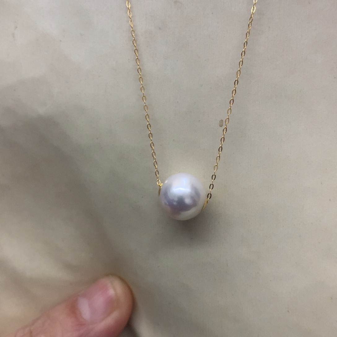 淡水珍珠颈饰18K金镶嵌11-12爱迪生路路通